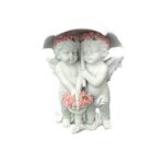 565963 medium angeli resina fiori rosa coppia c ombrello h cm