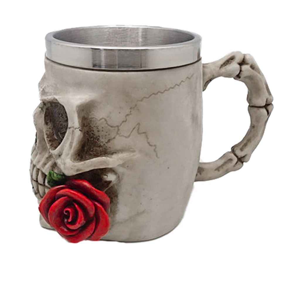 Teschio Boccale con Rosa Rossa